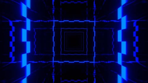 Tiefblauer und roter Glitch Corridor Eternal System Flicker Hintergrund VJ Loop In 4K