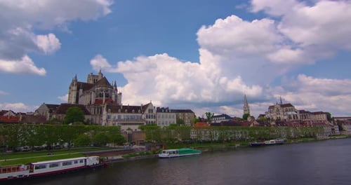Establishing Shot Time Lapse Beautiful Street with Old Traditional French Houses in the Center of