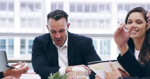Smiling Business People Meeting at Modern Office