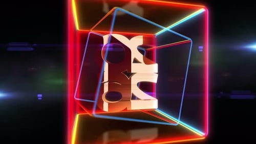 Goldenes Symbol des Jahres 2026 in Neonbox