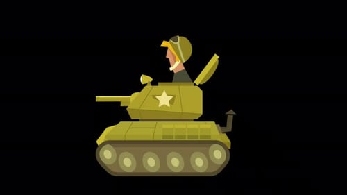 Soldier Looking From Inside The Tank Alpha Channel 4K