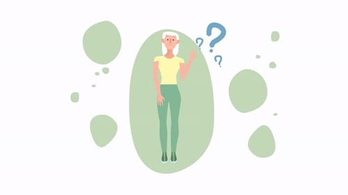 Animated Illustration of a Woman with Doubts and Question Marks