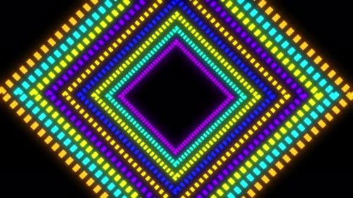 Colorful Glowing Rectangle Disco Music Background. Vj Loop Animation Of Disco Dancing Background,