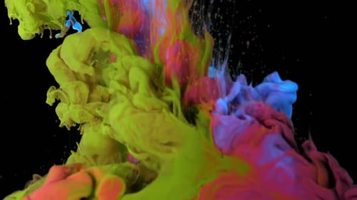 Colorful Inks Dissolving and Mixing in Dark Space