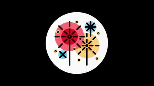 Animated Geometric Fireworks Icon for Celebrations