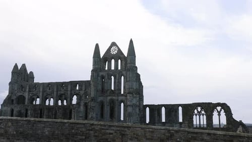 Static front on shot of the ruins of the famous Whitby Abbey