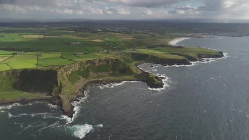 Northern Ireland Sea Bay Green Coast Aerial View Nobody Nature Landscape at Ocean Shore