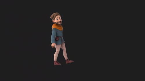 Lustiger 3D-Cartoon-Mittelaltermann, der spricht (mit Alphakanal)