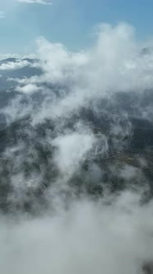 Cloudy Landscape in the Mountains Aerial View