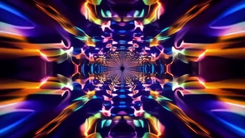 Animation en boucle VJ du tunnel de kaléidoscope au néon abstrait