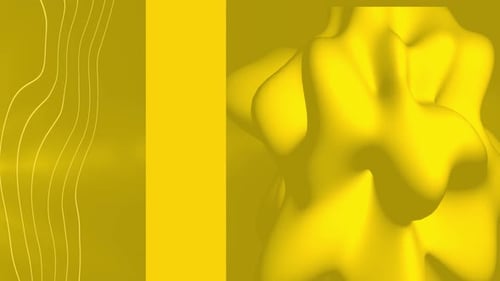 flowing cloth yellow and jelly glossy material vibrant color in motion with gradient background