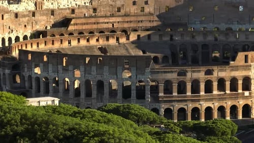 Aerial View of the Urban Cityscape of the Colosseum in Rome Italy