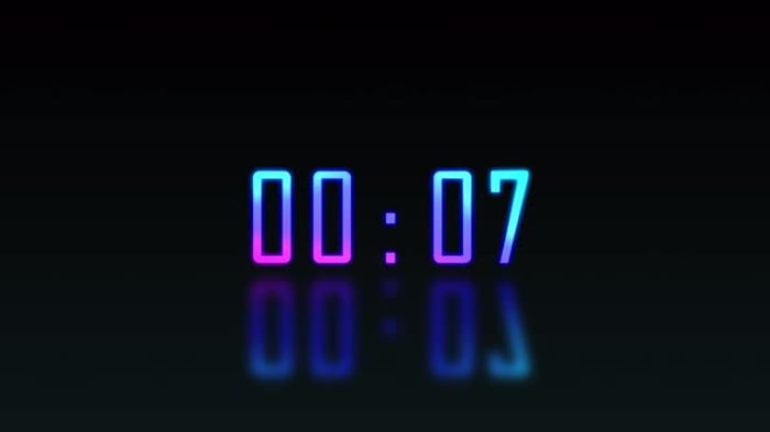 Abstract Countdown,neon light numbers from 10 to 1. 3d digit timer in ...