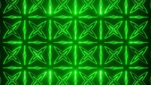 Green On Black Abstract Neon Glowing Star Patterns Background Vj Loop Animation In 4K