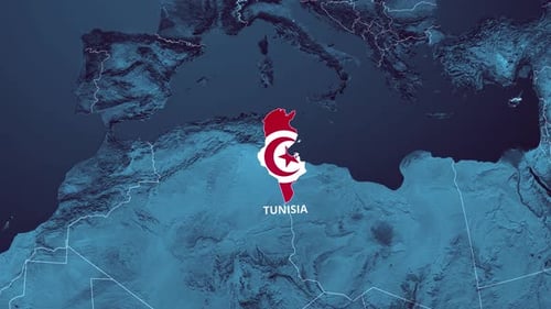 Modern Animated Map of Tunisia with Flag Reveal