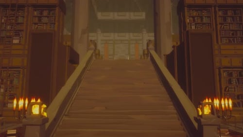 Old Library Staircase Scene Background Video