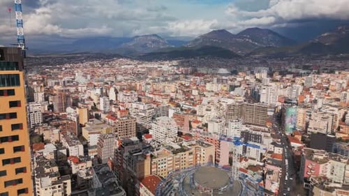 Drone Shot Of Tirana Albania
