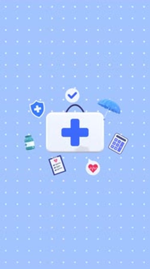 Vertical Animation Showing Healthcare and Medical Insurance Concepts Representing Medical Security.