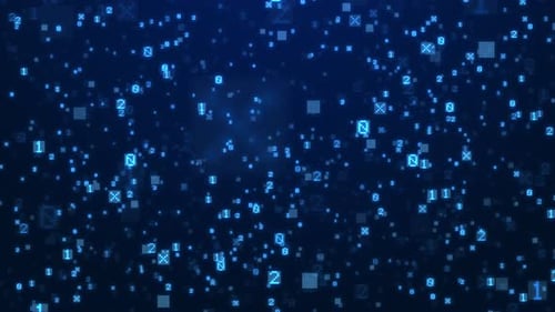 Binärcode-Animation auf futuristischem blauem Hintergrund