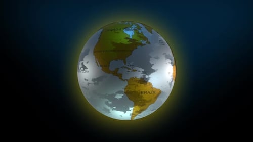 3D Rotating Earth Globe Map with Country Names