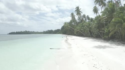 Aerial landscape view of white sea and sunny tropical beach.