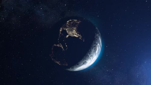 Planet earth outer space view, slow zoom in