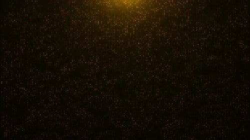 Golden Shimmering Digital Particle Grid Loop Background