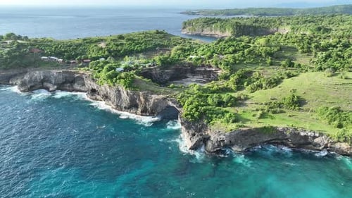 Coastline with a hidden beach - Broken Beach Nusa Penida Island.
