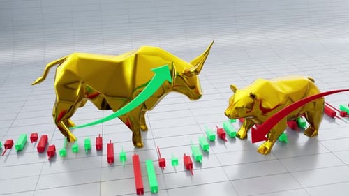 Digital Trading Platform Data Visualization With Golden Bullish Bearish
