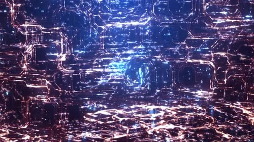 Endless Digital Network Loop: Flying Through Data and Circuitry for Big Data and Cloud Illustrations