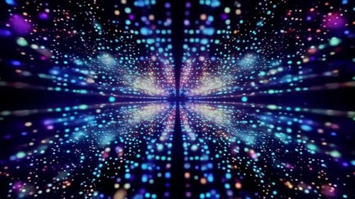 Boucle de tunnel à particules symétrique colorée pour arrière-plans VJ a