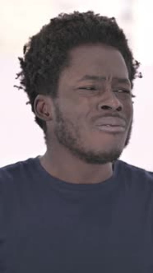 Portrait of Shock African Man have Loss in Office, vertical video