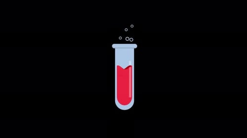 Animated Flat Design Test Tube with Bubbling Liquid Icon