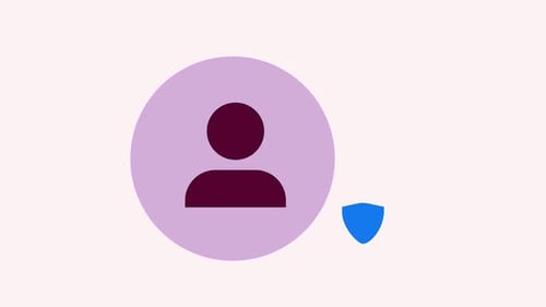 Illustration of a user icon with a shield and check mark, symbolizing verified identity, account