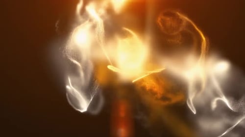 Goldener Flammenpartikelwellenhintergrund Luxus-Partikelrauchflusshintergrund