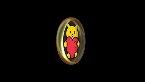 Animated 3D Teddy Bear with Heart Icon Rotation