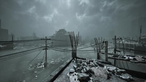 Post-Apocalyptic Ruined Cityscape Animated Background