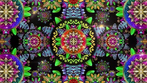 Vibrant Ornate Mandala Pattern Loop Background