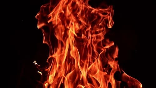 Intense Flames Dancing Vividly in the Dark