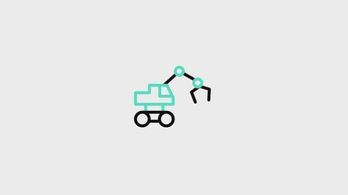 Flat Design Excavator Grabber Construction Icon Animation