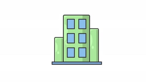 office building icon animation loop motion graphic alpha channel