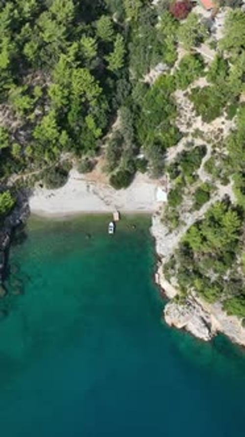 Summer seaside shoreline seen from above