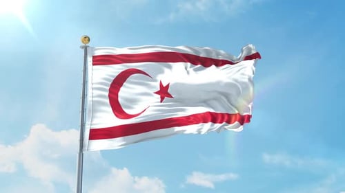 Waving Flag of Turkish Republic of Northern Cyprus