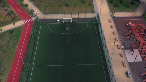 Soccer Court Field with Artificial Green Turf and Openair Gym