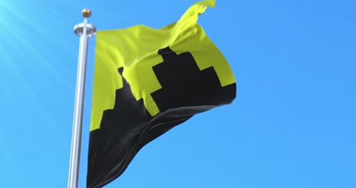 Waving Flag with Modern City Skyline Design