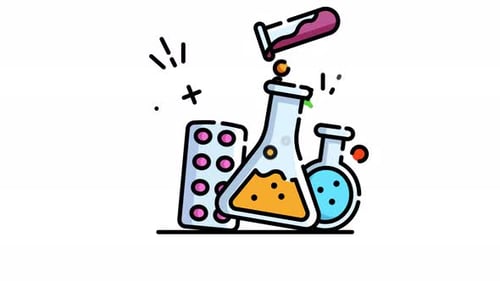 Flat Design Animated Lab Equipment with Bubbles