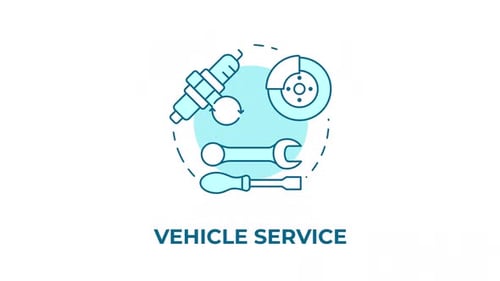 Animation der blauen Konzept-Symbole für den Fahrzeugservice