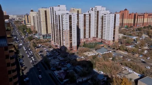 Aerial View of Modern Apartment Buildings in Urban Setting
