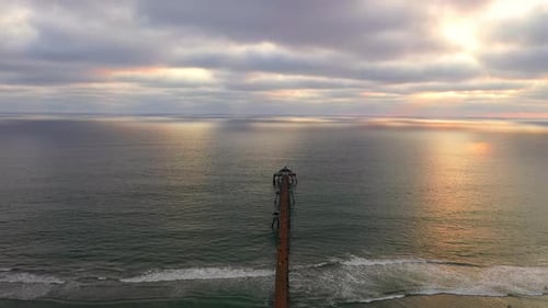 Aerial View Of Imperial Beach Pier, Popular Tourist Attraction In San Diego, California. - static