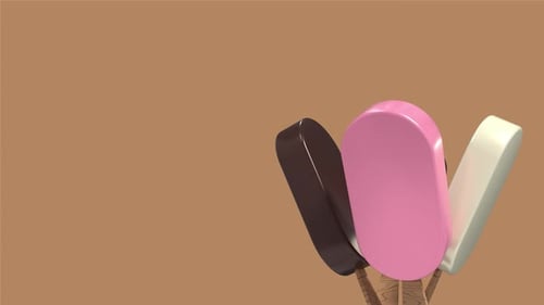 Ice cream animation. Ice cream dessert with a popsicle stick. 4K seamless loop video footage
